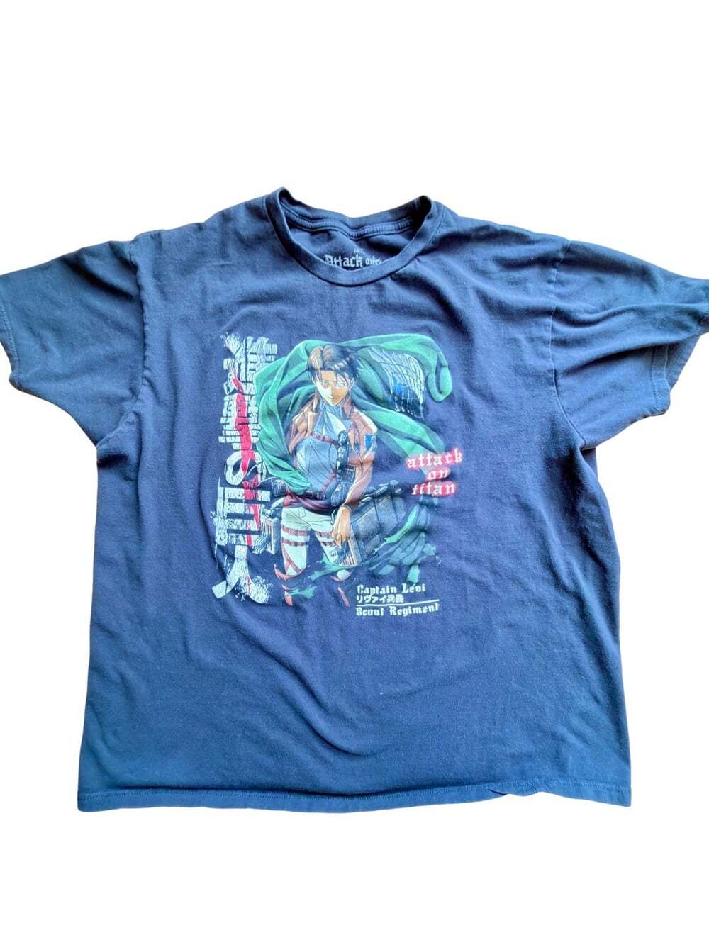Attack On Titan Captain Graphic T Shirt XL Crunchyroll Anime Black Tee